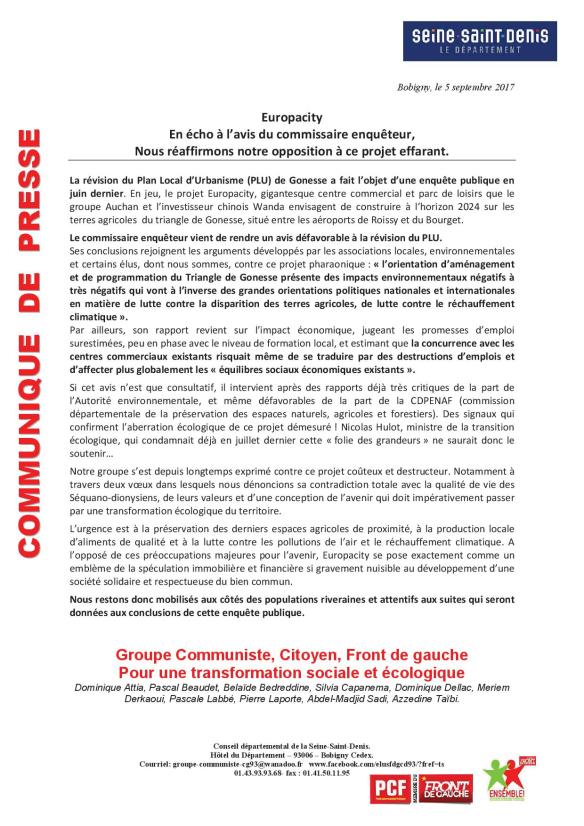 communiqué europacity 050917